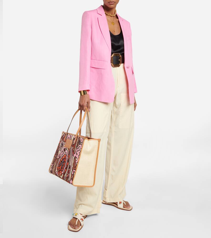 Etro Globetrotter Medium rafia tote bag