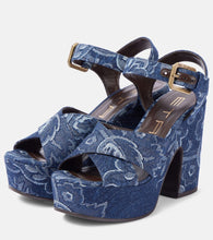 Etro Jacquard denim platform sandals