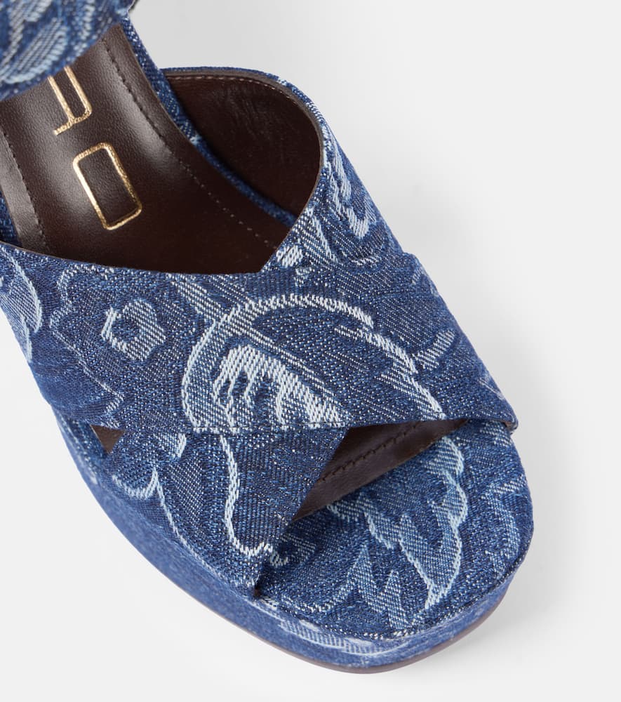 Etro Jacquard denim platform sandals