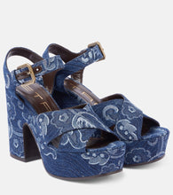 Etro Jacquard denim platform sandals