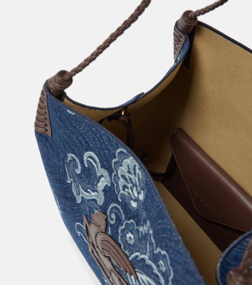 Etro Libra Large denim jacquard tote bag