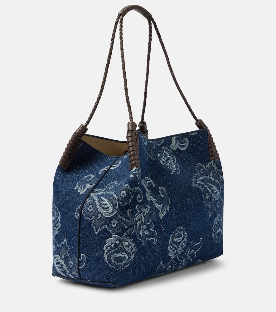 Etro Libra Large denim jacquard tote bag