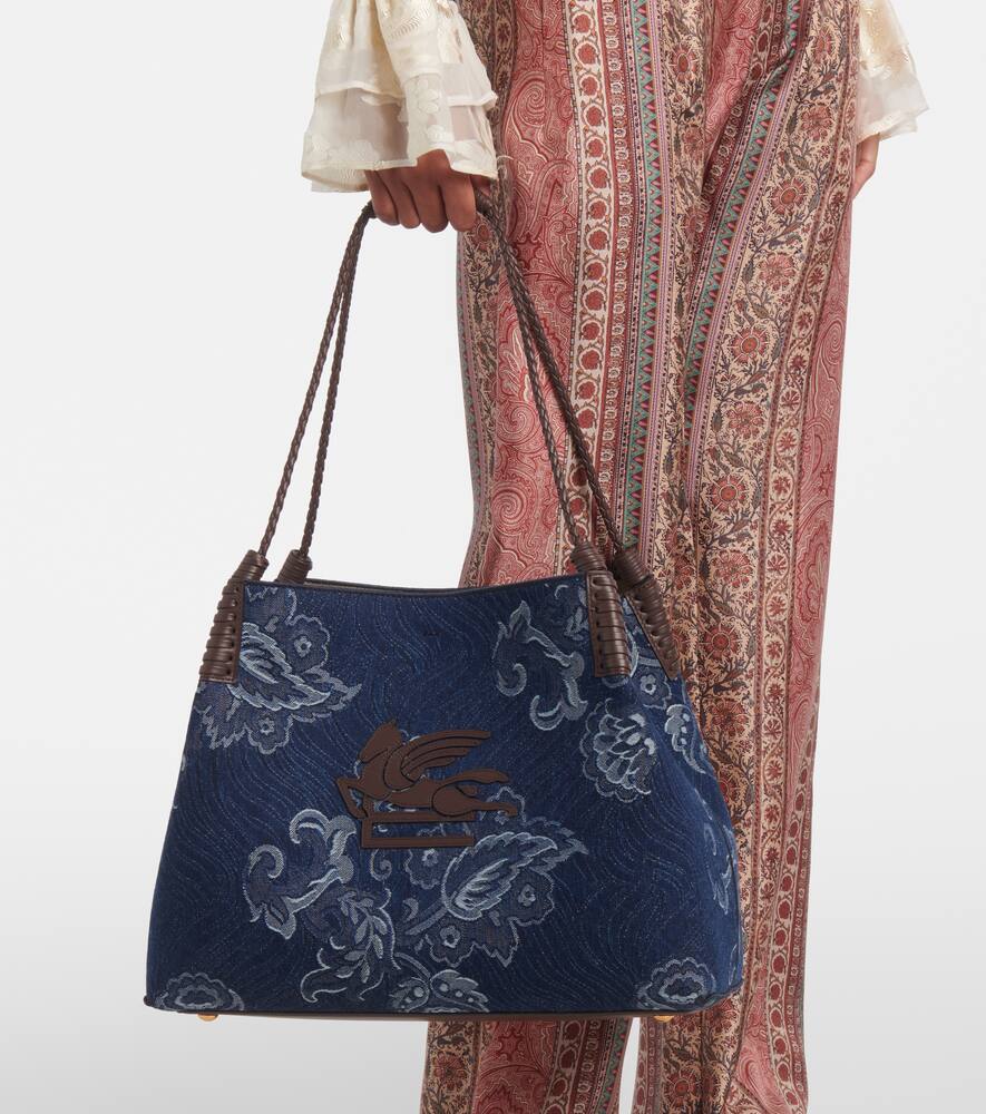 Etro Libra Large denim jacquard tote bag