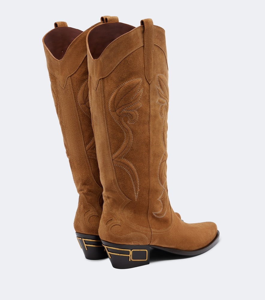 Etro Logo suede cowboy boots