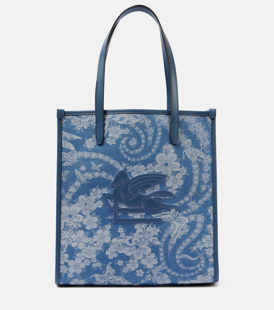 Etro Love Trotter Medium jacquard denim shopper. Shop Etro Tote Bags for women now.