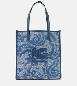 Etro Love Trotter Medium jacquard denim shopper. Shop Etro Tote Bags for women now.