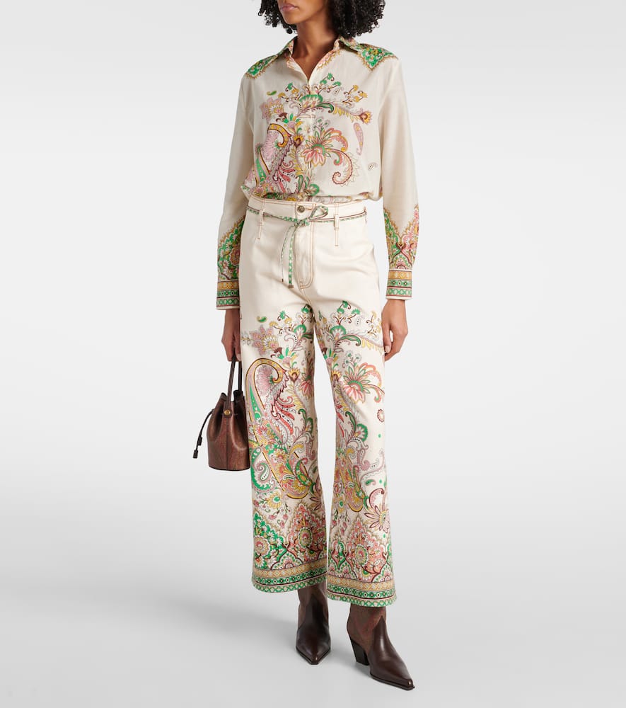 Etro Paisley coated canvas knee-high boots
