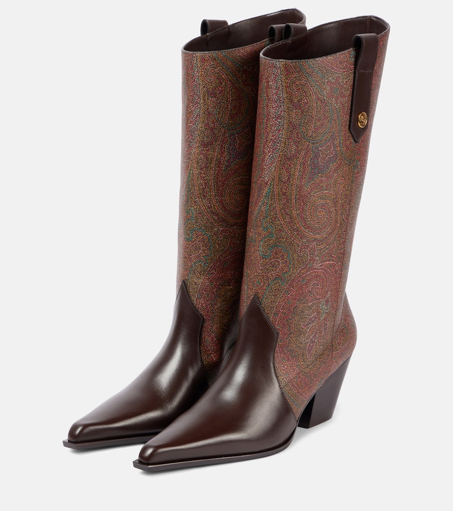 Etro Paisley coated canvas knee-high boots