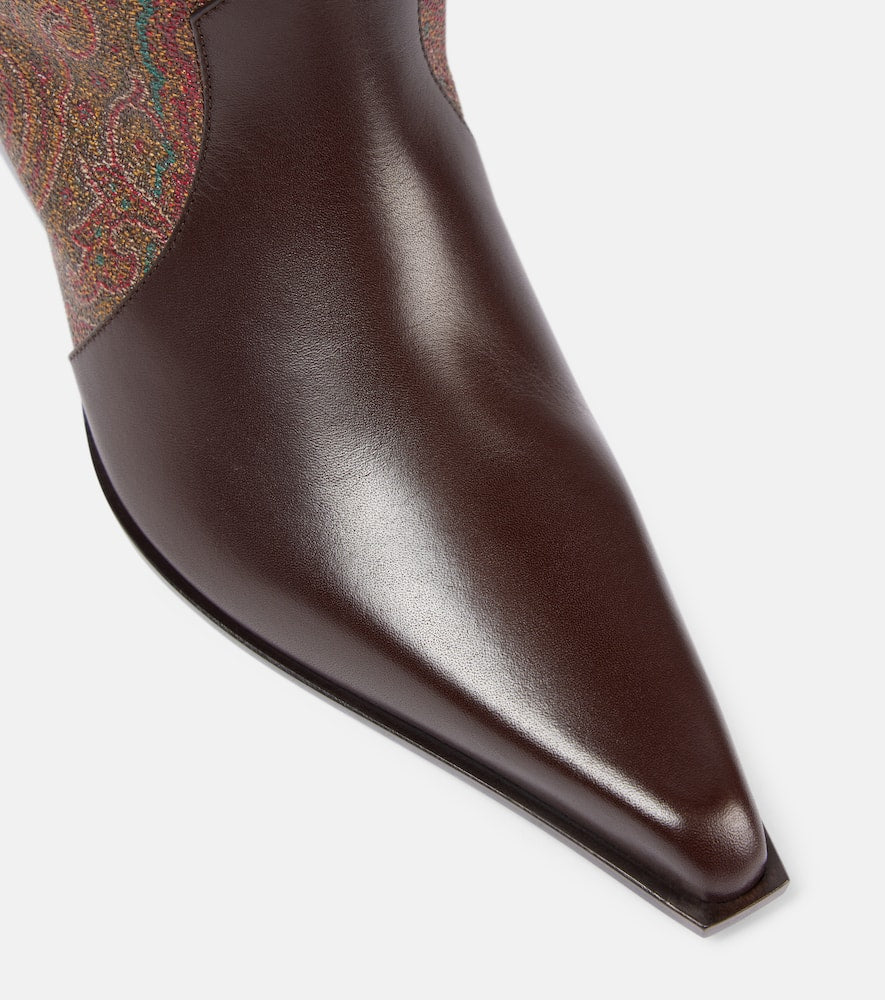 Etro Paisley coated canvas knee-high boots