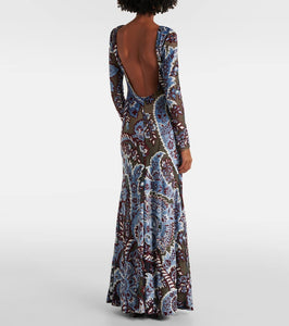 Etro Paisley crêpe jersey maxi dress