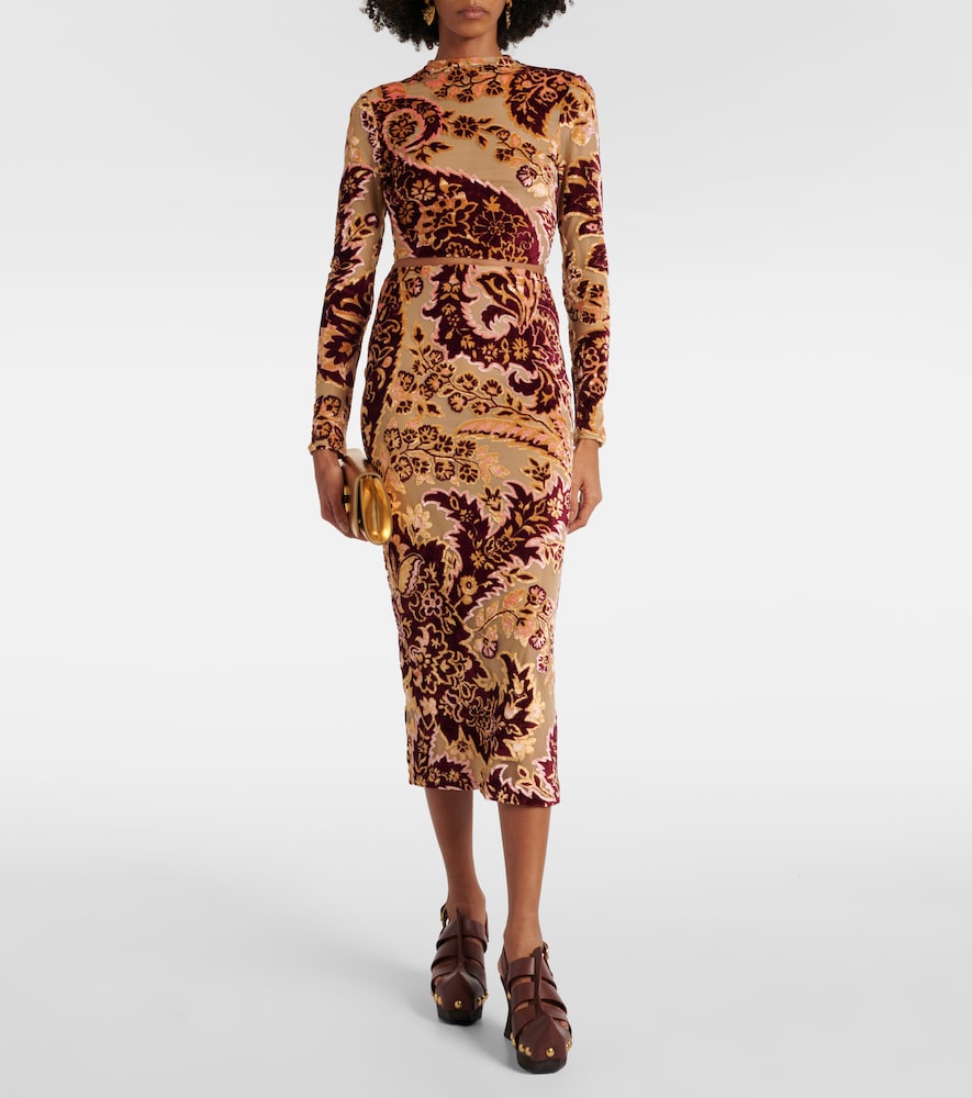 Etro Paisley jacquard velvet midi skirt