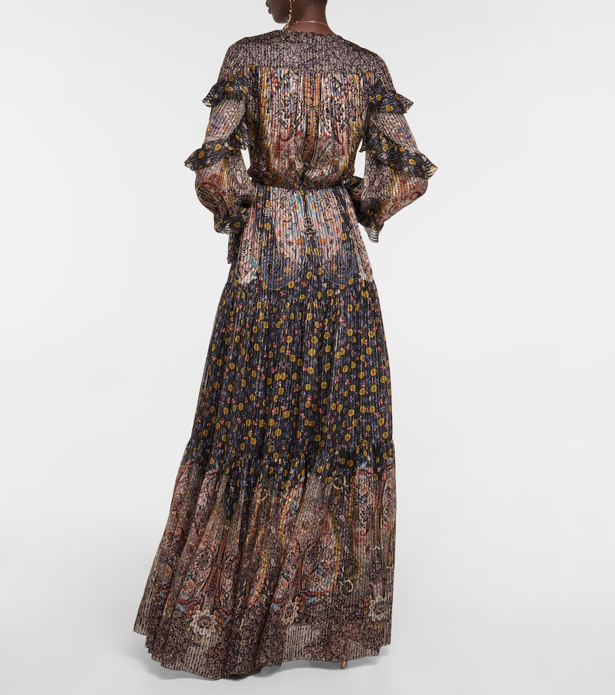 Etro Paisley pleated metallic silk gown