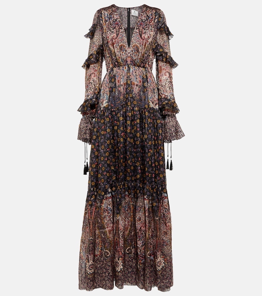 Etro Paisley pleated metallic silk gown. Etro 佩斯利花纹褶皱金属丝绸礼服