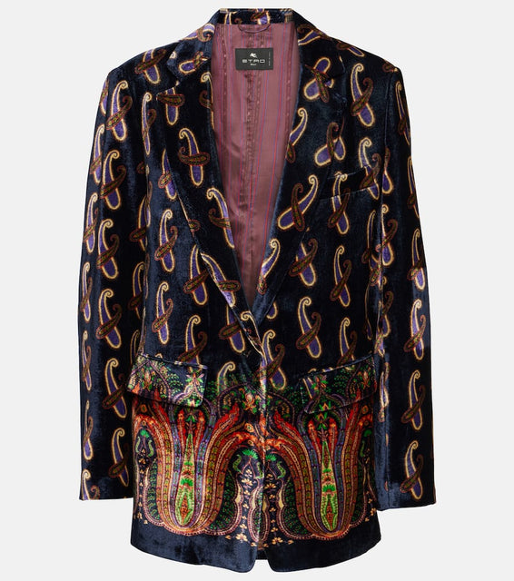 Etro Paisley single-breasted velvet blazer