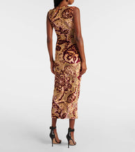 Etro Paisley velvet and tulle jacquard midi dress