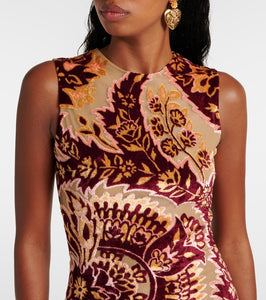 Etro Paisley velvet and tulle jacquard midi dress