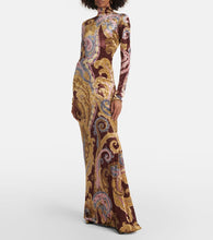 Etro Paisley velvet turtleneck maxi dress