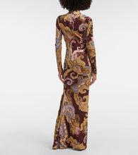 Etro Paisley velvet turtleneck maxi dress