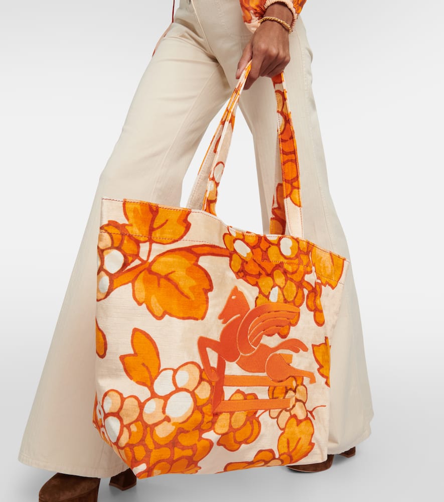 Etro Pegaso leather-trimmed tote bag