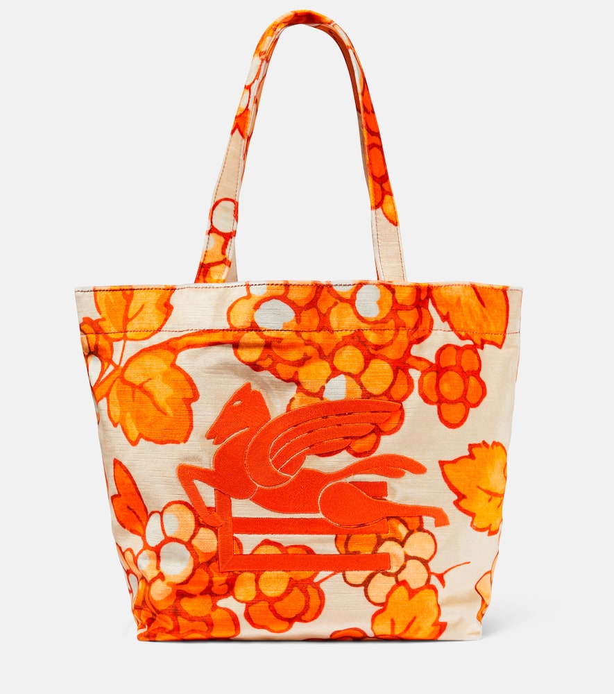 Etro Pegaso leather-trimmed tote bag
