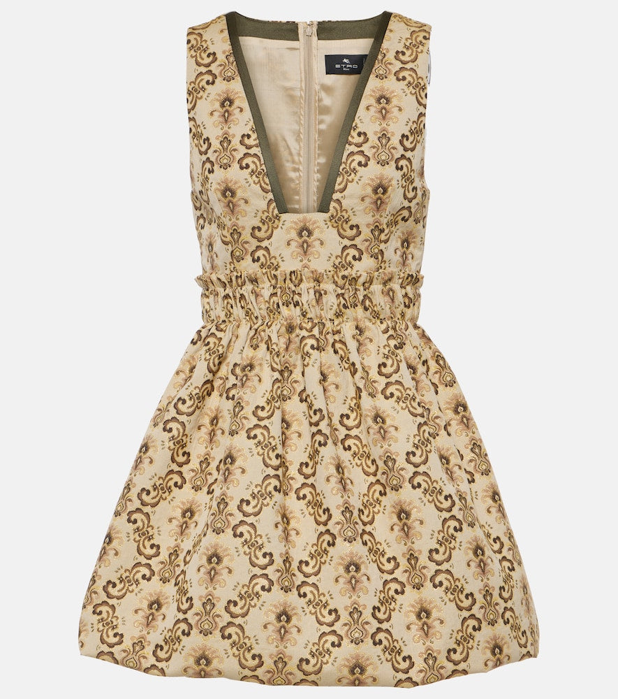 Etro Plunge-neck jacquard minidress. Etro 深V领提花迷你连衣裙