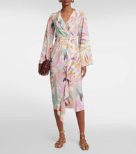 Etro Printed asymmetric wrap midi dress