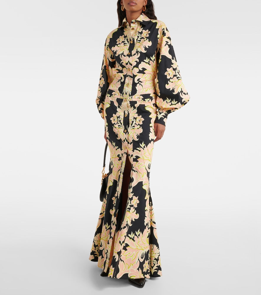 Etro Printed cotton-blend maxi shirt dress