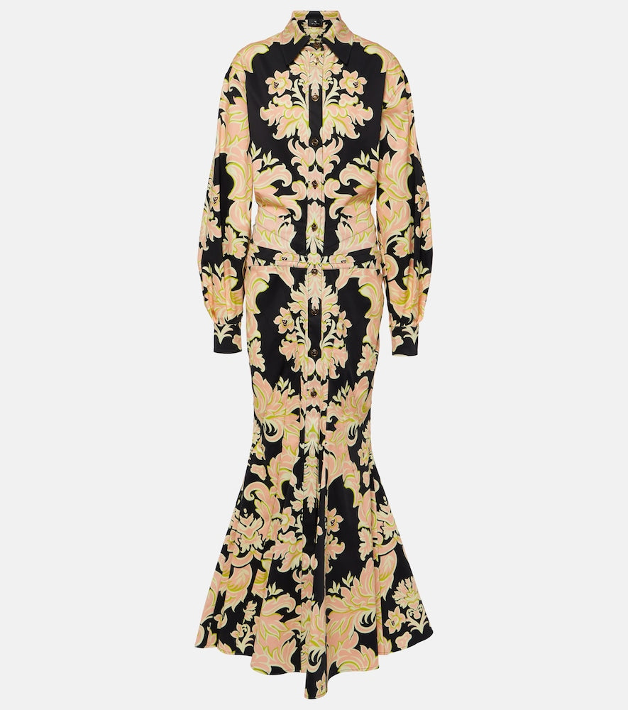 Etro Printed cotton-blend maxi shirt dress. Etro 印花棉混纺长款衬衫裙