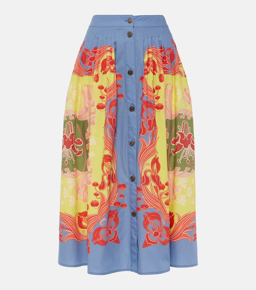 Etro Printed cotton poplin midi skirt - Etro 印花棉质府绸中长裙