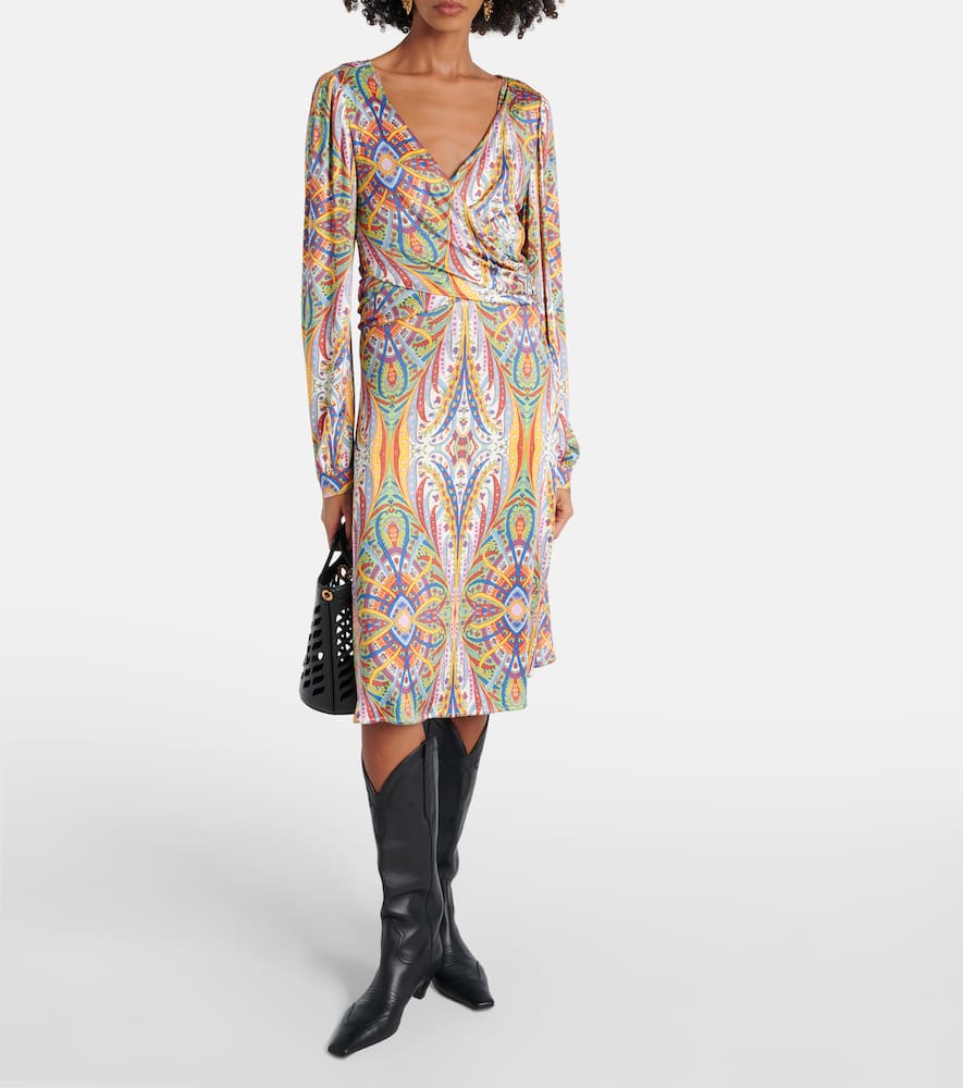 Etro Printed gathered jersey midi dress