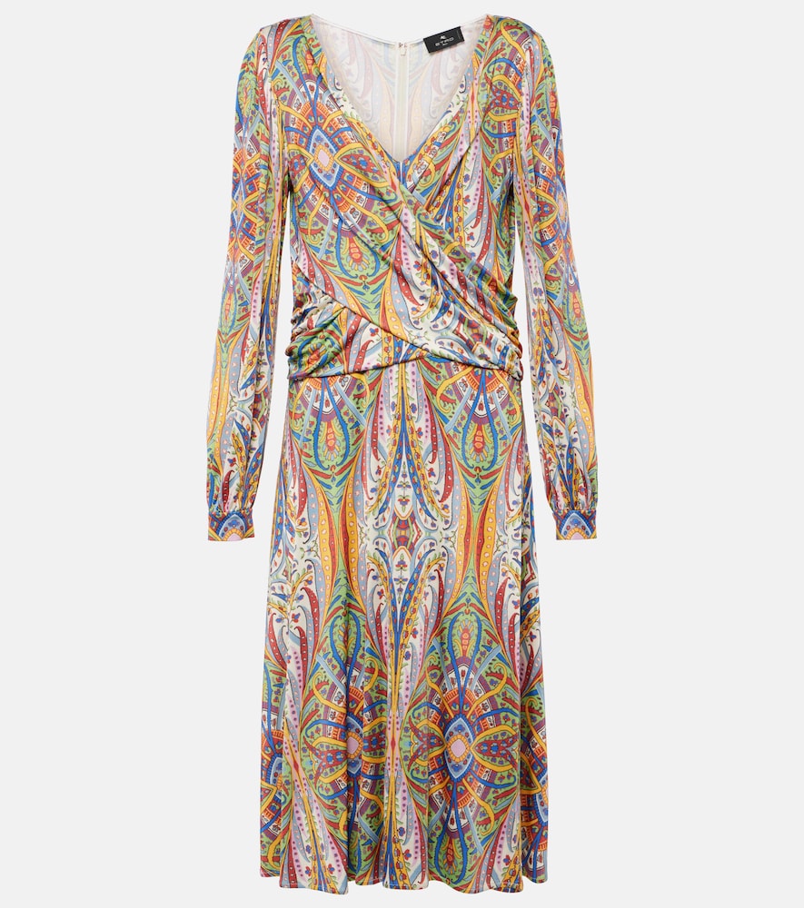Etro Printed gathered jersey midi dress. Etro 印花褶皱针织中长连衣裙