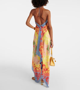 Etro Printed halterneck silk beach dress