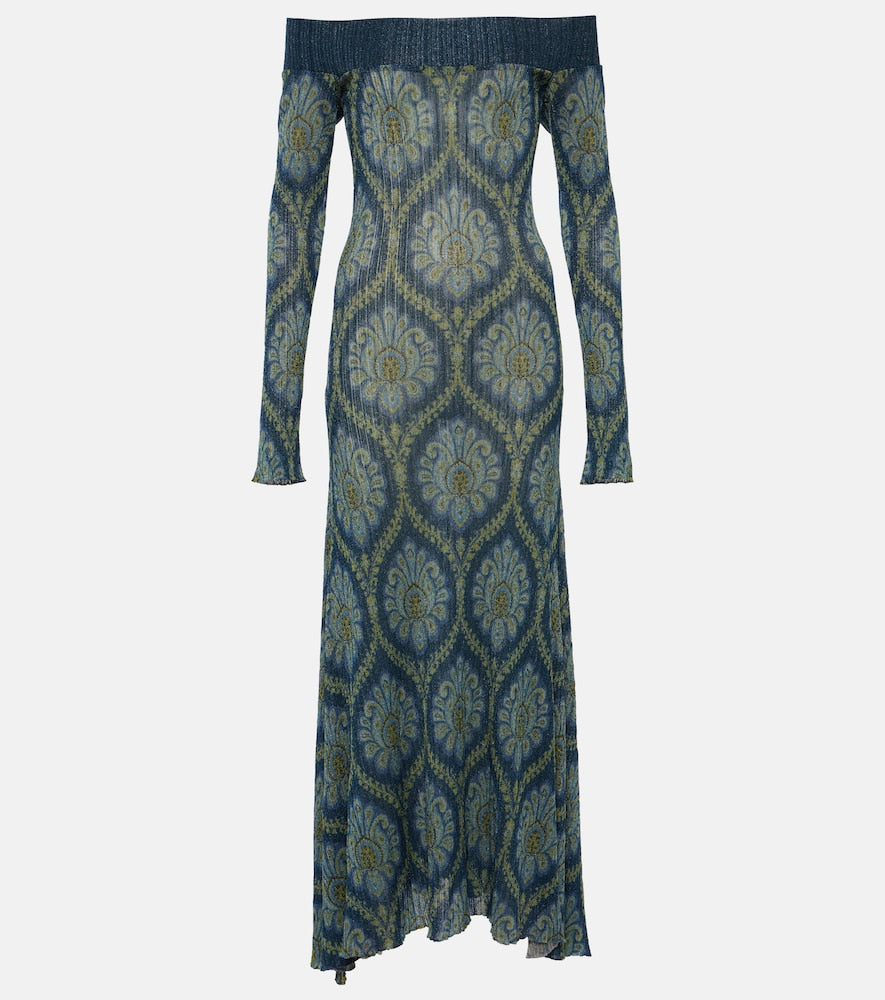 Etro Printed off-shoulder midi dress. Etro 印花露肩中长连衣裙