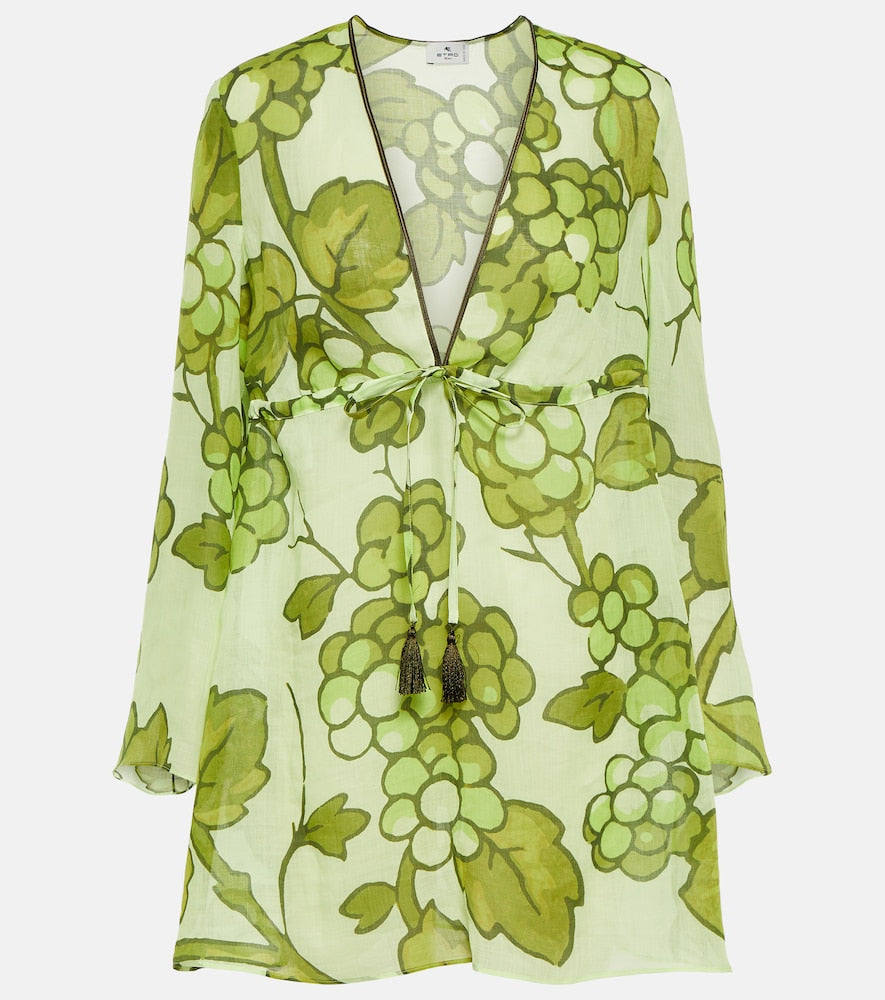 Etro Printed ramie tunic. Etro 印花苎麻束腰外衣