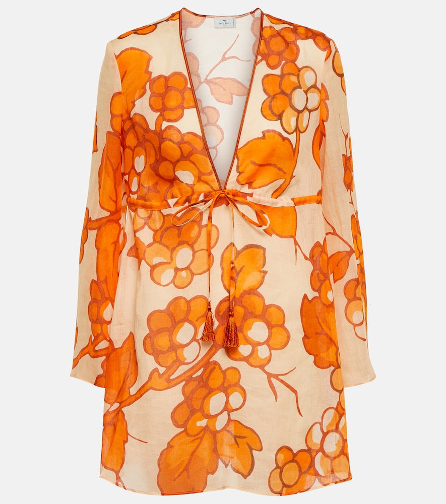Etro Printed ramie tunic. Etro 印花苎麻束腰外衣