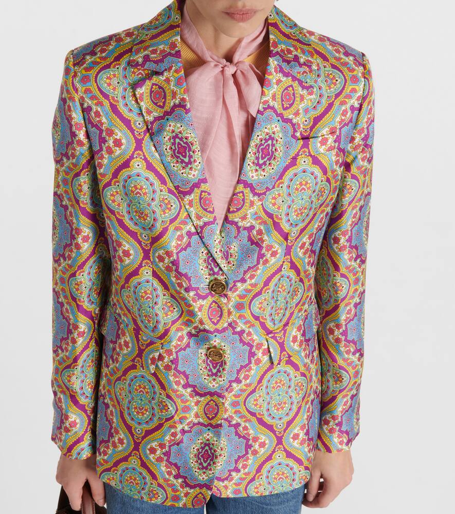 Etro Printed single-breasted silk blazer