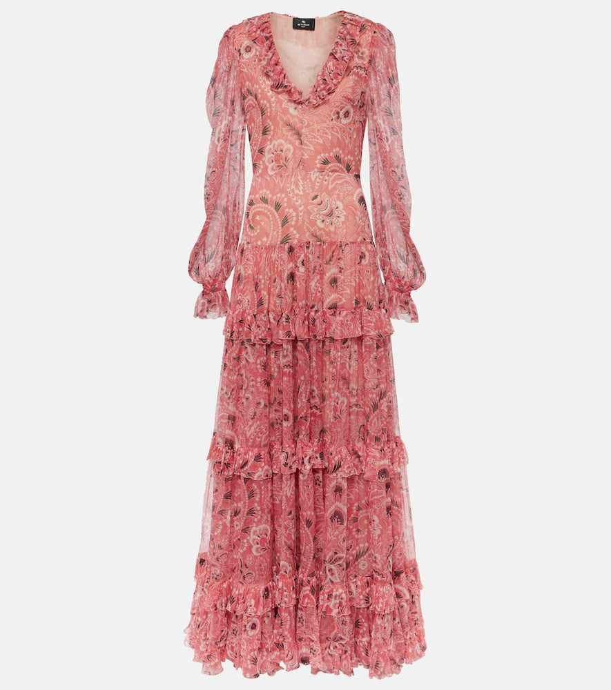 Etro Ruffled tiered paisley silk gown. Etro 荷叶边层叠佩斯利花纹真丝礼服
