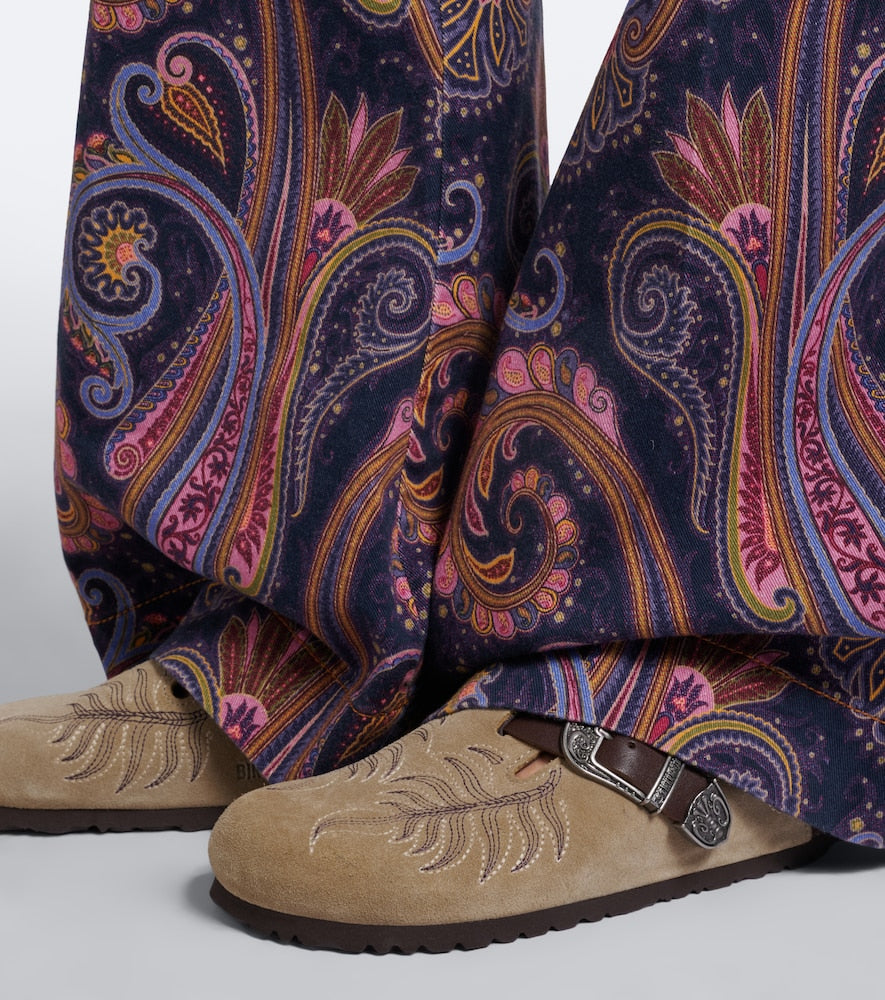 Etro x Birkenstock Boston embroidered suede clogs in Beige - Mules