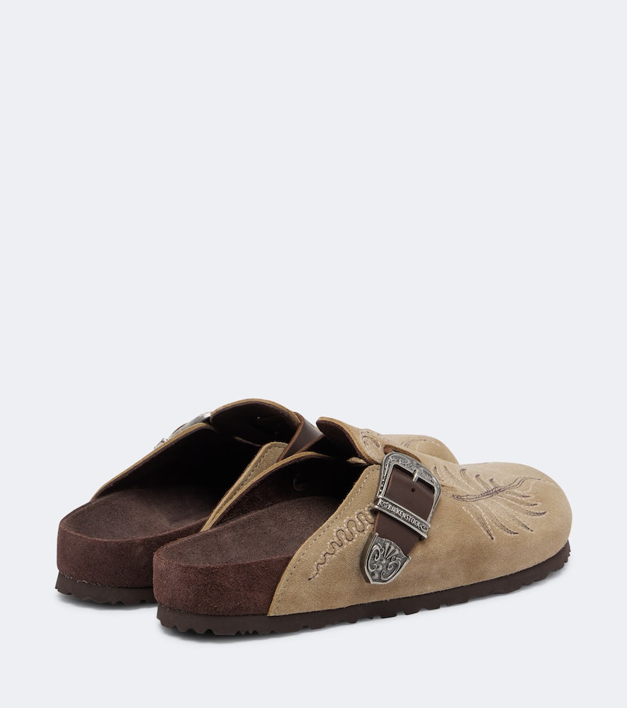 Etro x Birkenstock Boston embroidered suede clogs in Beige - Mules