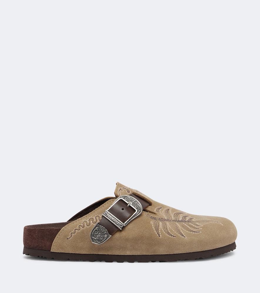 Etro x Birkenstock Boston embroidered suede clogs in Beige - Mules