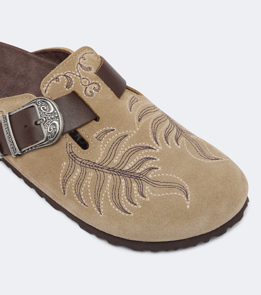 Etro x Birkenstock Boston embroidered suede clogs in Beige - Mules