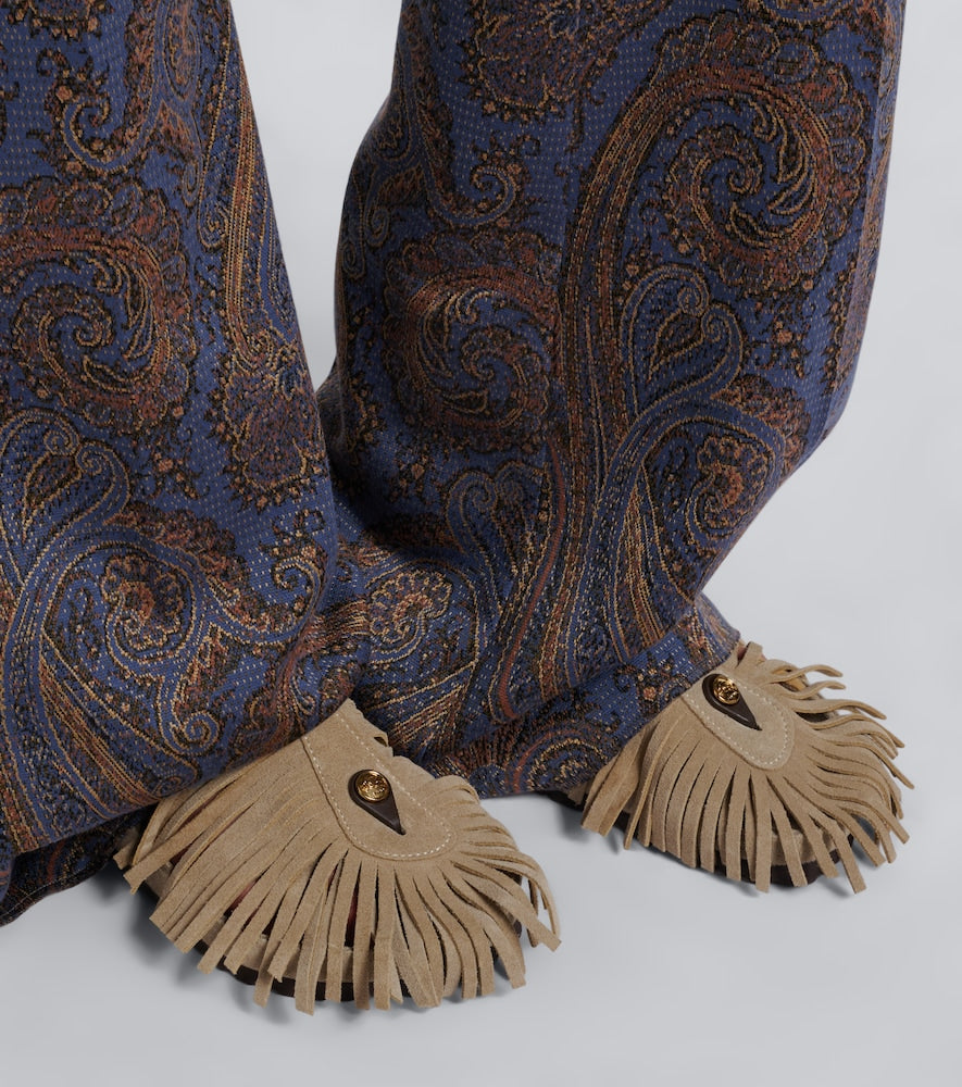 Etro x Birkenstock Gizeh fringed suede sandals in Beige - Flat Sandals