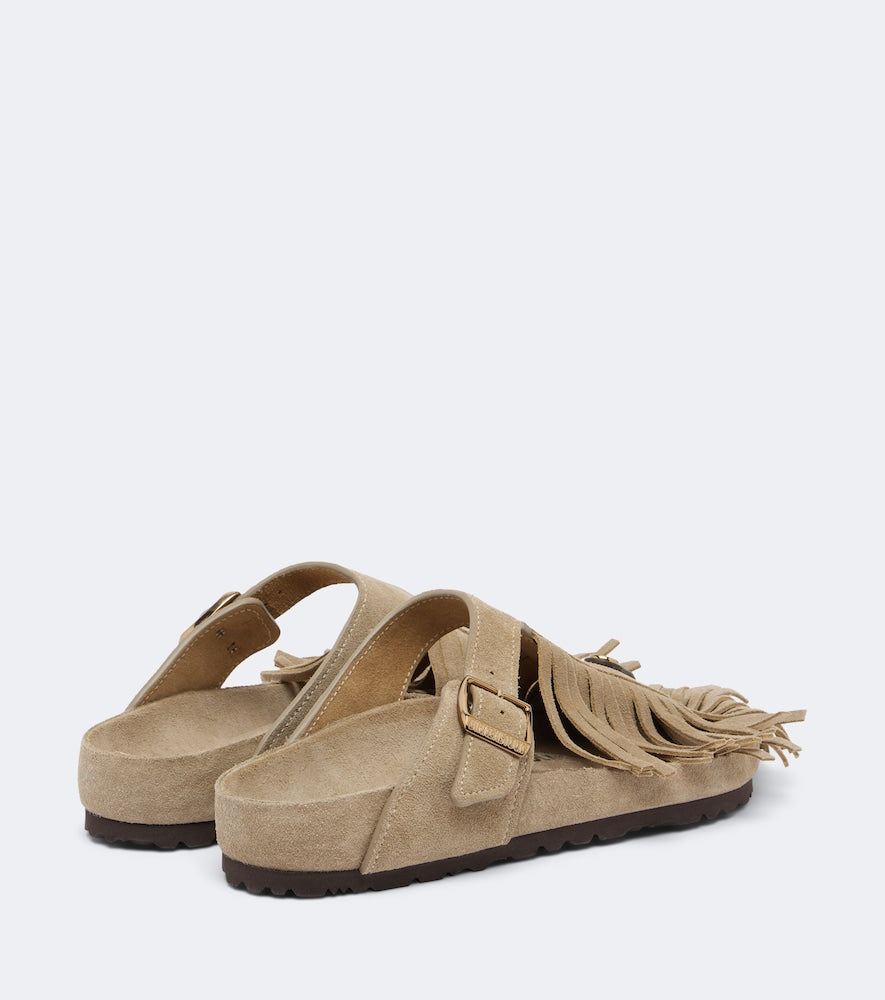 Etro x Birkenstock Gizeh fringed suede sandals in Beige - Flat Sandals