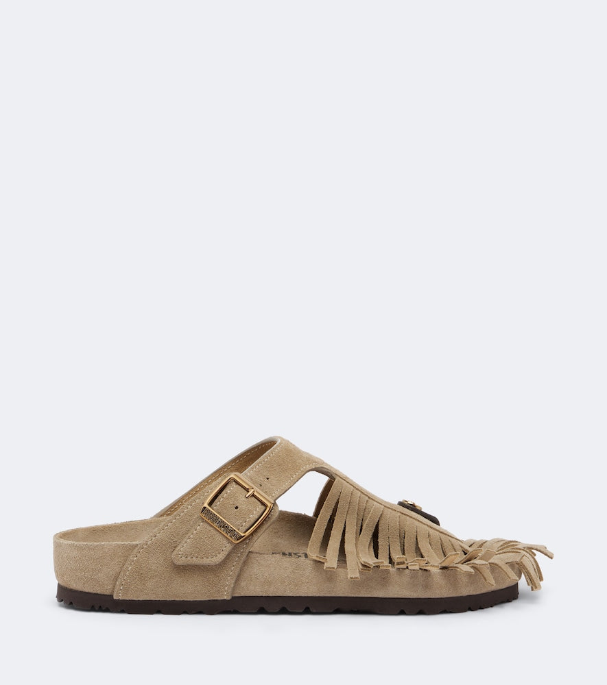 Etro x Birkenstock Gizeh fringed suede sandals in Beige - Flat Sandals