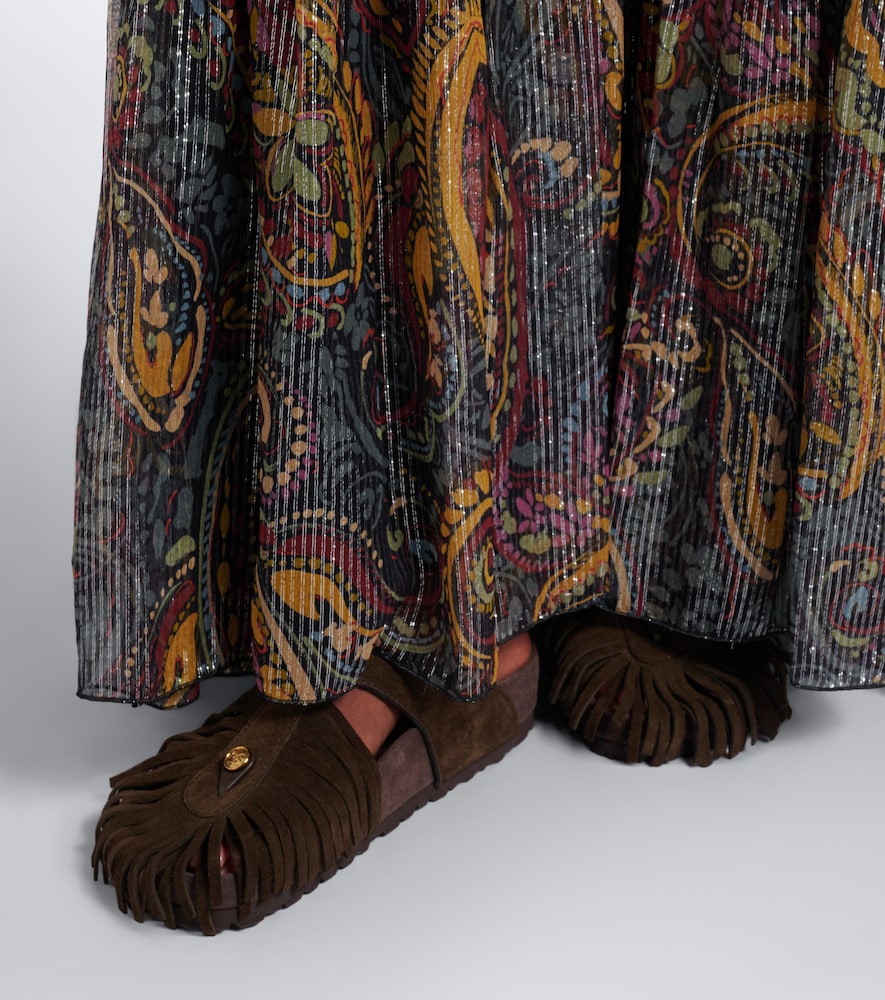Etro x Birkenstock Gizeh fringed suede sandals (Brown) - Flat Sandals