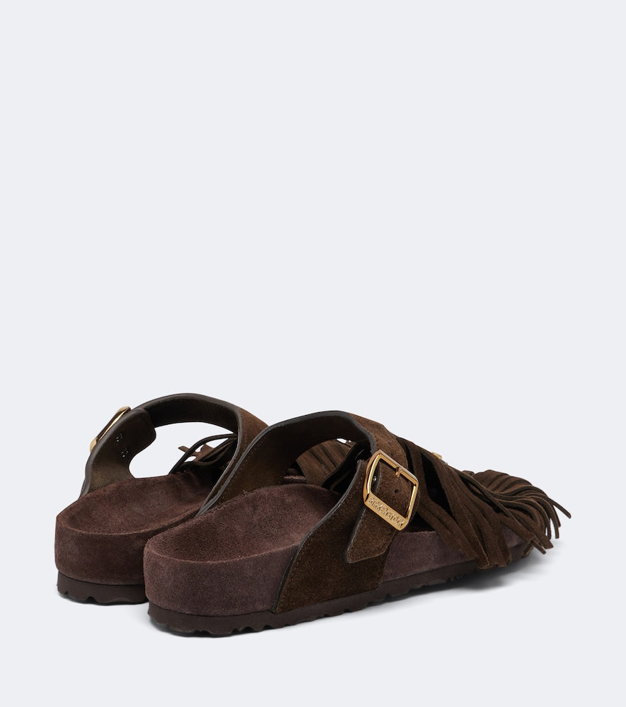 Etro x Birkenstock Gizeh fringed suede sandals (Brown) - Flat Sandals