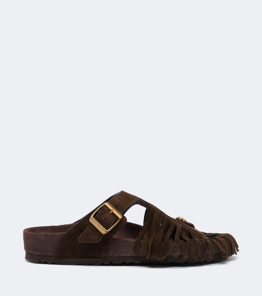 Etro x Birkenstock Gizeh fringed suede sandals (Brown) - Flat Sandals