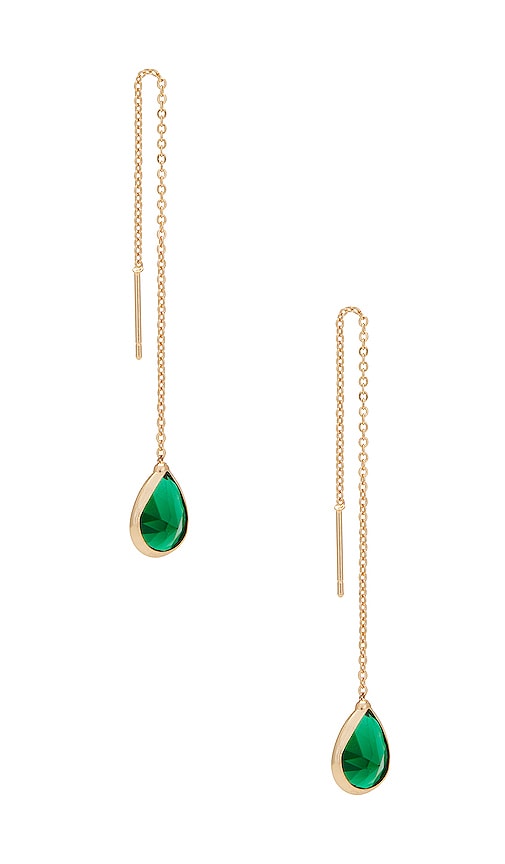 Ettika Barely There Chain Earrings in Green