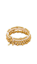 Ettika Beaded Bracelet Set in Metallic Gold