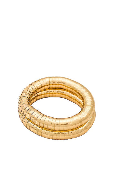Ettika Bend Bracelet Set in Metallic Gold
